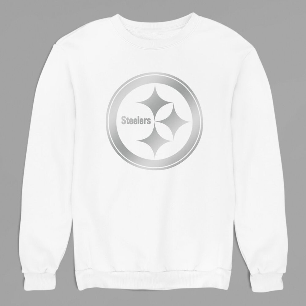 NEW Pittsburgh Steelers Silver Logo Fleece Crew Long Sleeve Sweatshirt WINter